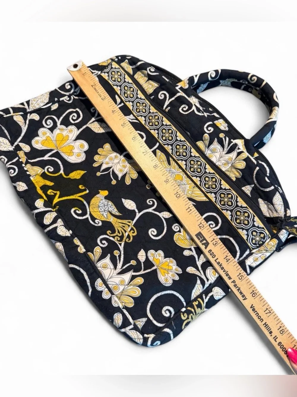 Vera Bradley Black Yellow Floral Quilted laptop case